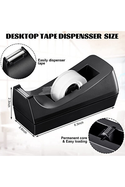 KOQZM مقاس واحد ● موزع شريط لاصق صغير أسود اللون، قطعة واحدة، مع قاطع شريط لا...