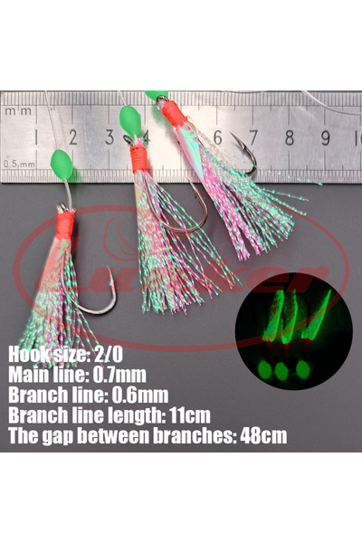 Choice 7X-2gang0-1pack Lunker Sabiki Rig Glowing skin beads tinsel Saltwater ...