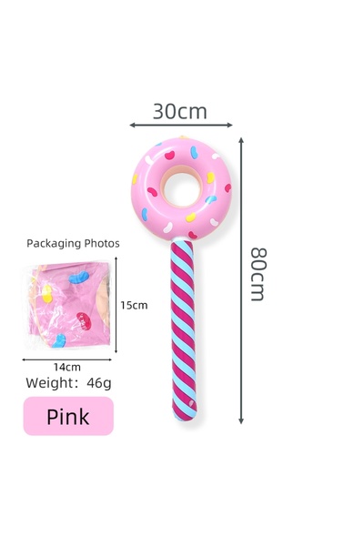 Choice كرة على شكل دونات قابلة للنفخ، مصنوعة من أربعة ألوان، لون وردي، بطول 3...