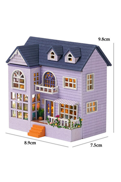 Choice نموذج تجميع بيت الدمى الخشبي D-032، فيلا الأميرة الوردية، طقم بناء ثلا...