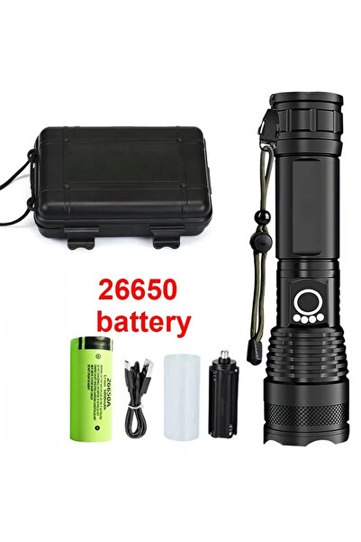 Choice علبة بطارية 26650، مصباح يدوي تكتيكي عالي الطاقة قابل لإعادة الشحن بتق...