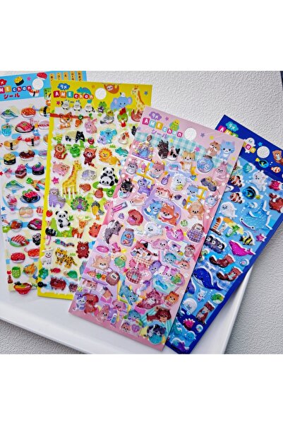 Choice 4 قطع من ملصقات ثلاثية الأبعاد لامعة بتصميمات متنوعة، مستوحاة من السوش...