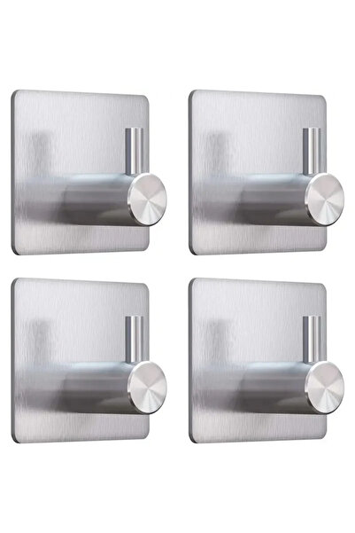 Choice silvery 4pcs Self-Adhesive Towel Hooks 304 Stainless Steel Stick-On Wa...