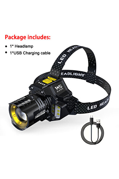 Choice1 مصباح رأس LED قوي قابل لإعادة الشحن مزود ببطارية مدمجة وإضاءة تلسكوبي...
