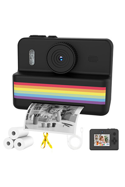 Choice كاميرا رقمية للأطفال باللون الأسود مع طابعة صغيرة، فيديو عالي الدقة 2....