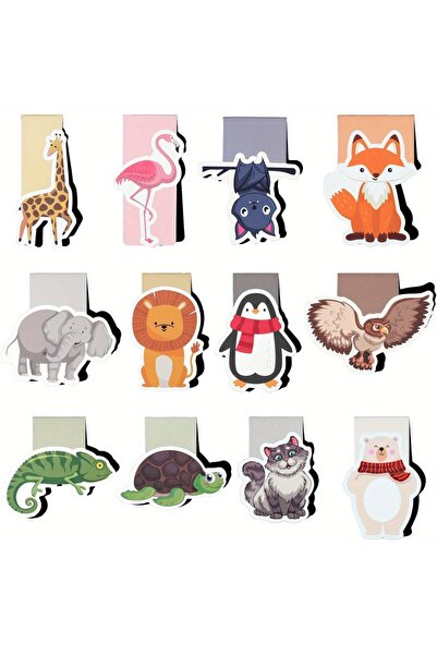 Choice 12 قطعة من ملصقات فواصل الكتب المغناطيسية اللطيفة على شكل حيوانات، مغن...