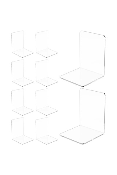 Choice 10 قطع من حوامل الكتب المكتبية المصنوعة من الأكريليك الشفاف على شكل حر...