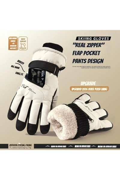 Choice White for women Winter cycling outdoor gloves, warm and anti-slip, wom...