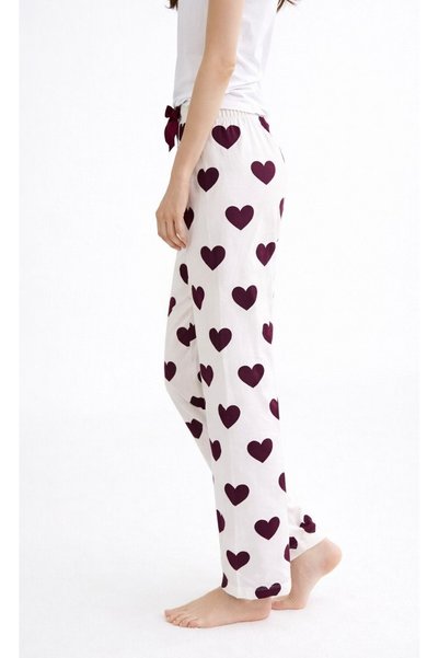 BLUE NIL Women's Heart Patterned Single Bottom Pajamas