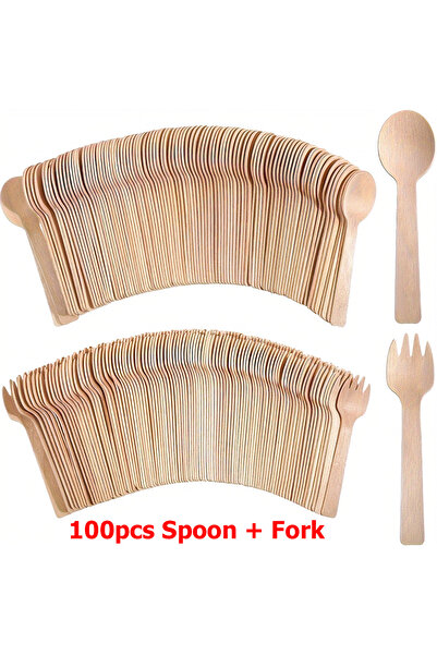 Choice 100pcs Mix 100pcs Disposable Wooden Sporks All-Purpose Cutlery for Par...