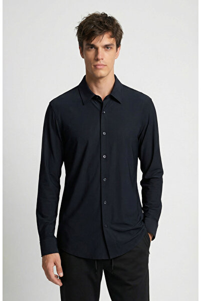 Network Siyah Uzun Kollu Teknik Örme Gömlek