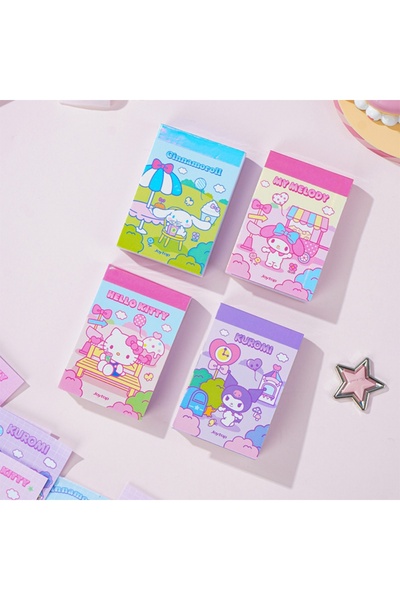 JOY TOP ٤ قطع من ملصقات سانريو الأصلية لشخصيات هيلو كيتي، كورومي، بين، كاواي ...