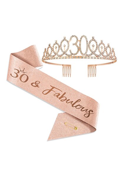 Choice Rose Gold-30 Birthday Tiara Crown Sash Women Girls 10Th 13Th 16Th 21St...