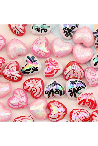 Choice 10Pc Random style Acrylic UV colored Valentine's Day English love prin...