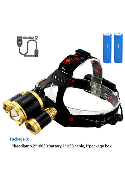 Choice1 مصباح رأس LED قوي ثلاثي الرؤوس PJ-UV003-B، ضوء أبيض/فوق بنفسجي، مصباح...