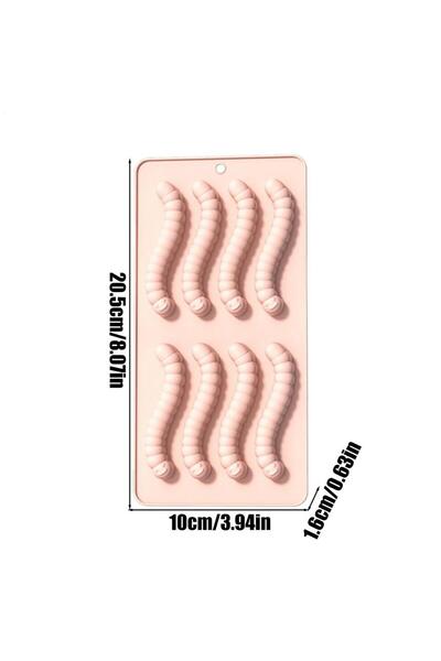 Choice قالب حلوى على شكل دودة مصنوع من السيليكون الوردي الآمن غذائياً، صينية ...