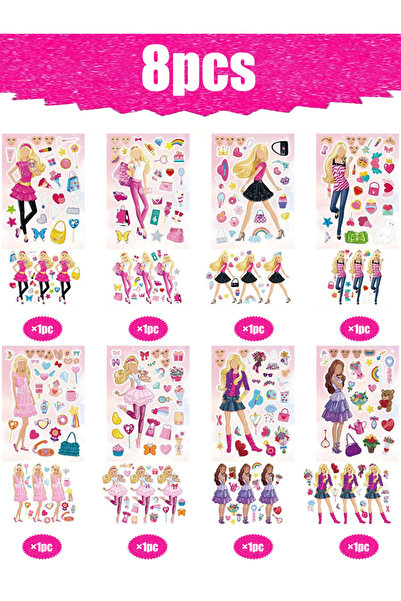 Miniso 8pcs pink 8/16/24/32pcs Barbie DIY stickers idol anime style DIY stick...