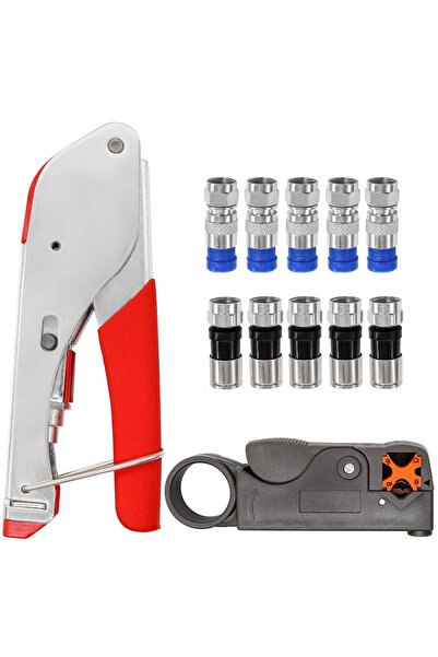 Choice with 10pcs connector Coax Cable Crimper Tool Kit with 10/20PCS F Style...