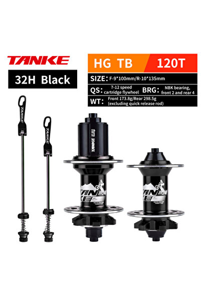 Choice محور دراجة جبلية أسود 32H QR TANKE 120 Click Hub 6 NBK Bearing أمامي و...