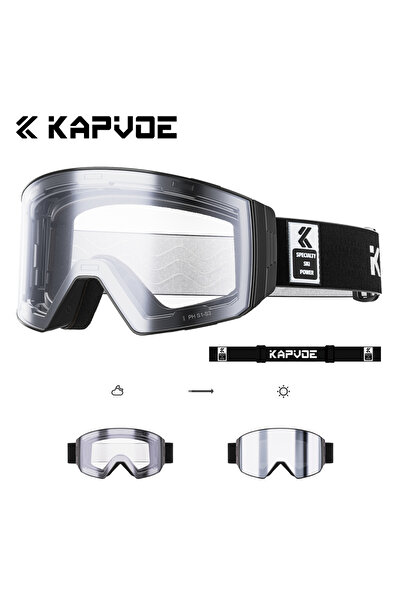 KAPVOE Photochromic SI-01 Photochromic Snow Goggles Ski Magnetic Anti-Fog Len...