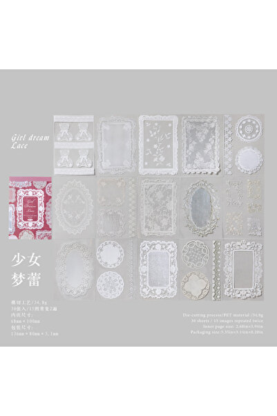 choice2 2 30 ورقة/كيس ملصقات PET بنمط الدانتيل لأعمال السكرابوكينغ الفنية، وإ...