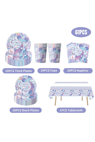 Choice مجموعة من 61 قطعة لتزيين حفلات أعياد الميلاد بطابع حورية البحر، تتضمن ...