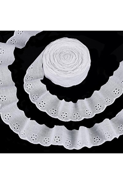 Choice AECH06-15485 15 Yards Cotton Lace Trim 1-5/8 inch White Cotton Eyelet ...