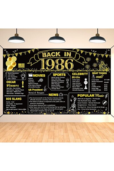 Choice black 40th Birthday Black Gold Party Decoration, Back in 1986 Banner 4...