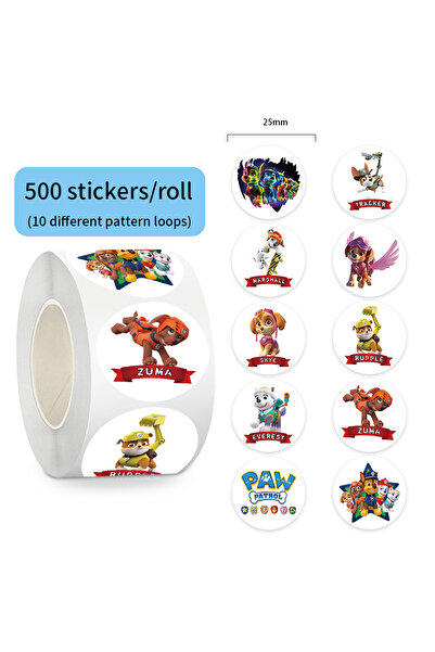 PAW PATROL لفة واحدة، 500 قطعة/لفة، ملصقات كرتونية جديدة، ملصقات تغليف، ملصقا...