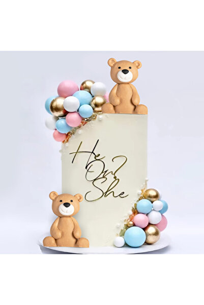 Choice ٢٢ قطعة من كرات الفوم على شكل دب بني لتزيين كعكة الكشف عن جنس المولود،...