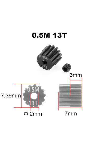 Choice ترس محرك PYFORE RC 0.5M 13T بفتحة 2 مم، مناسب لمحركات 1525 و1625 الصغي...