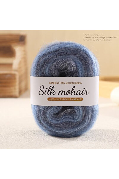 Choice E 50g/ball Mohair Silk Wool Yarn Color Gradient Long Section Dyed Rain...
