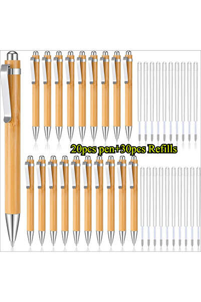 Choice مجموعة متنوعة من 50 قلمًا من الخيزران، مصنوعة من الخشب الطبيعي، قابلة ...