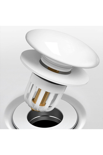Choice White Ceramic Sink Drain Stopper Push-Type with Anti-Rust Copper Core ...