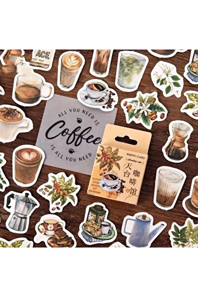 Choice 1 46 قطعة في العلبة ملصقات صغيرة بطابع القهوة، مشروبات صغيرة، عناصر زم...