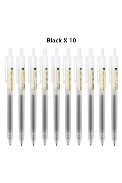 Choice مجموعة أقلام جل قابلة للسحب 0.5 مم، أسود، 10 قطع، 6/10 أقلام، حبر جاف ...