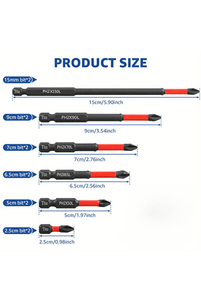 Choice 6pcs 6pcs Tungsten Steel Magnetic Screwdriver Bits PH2 S2 with 1/4 Inc...