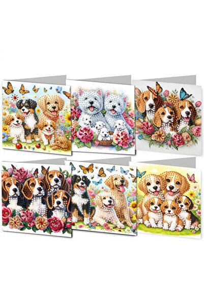 Choice HK089 6 DIY diamond-painted paper animal pattern greeting cards and po...