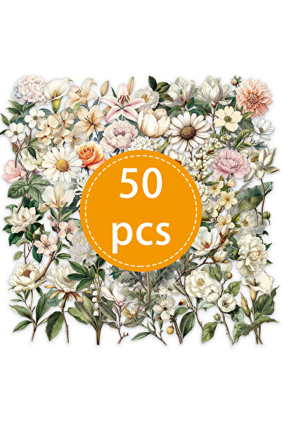 Choice 50 قطعة - TZ-435، ملصقات زهور طويلة بتصميم ريترو إبداعي، 50 قطعة، لتزي...