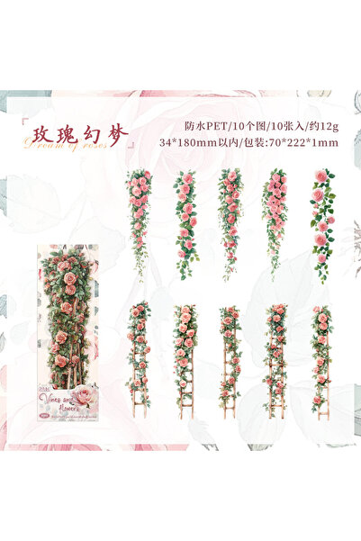 Choice4 4 0-Sheet Long Floral Sticker Set, Charming Flower Designs, Ideal for...