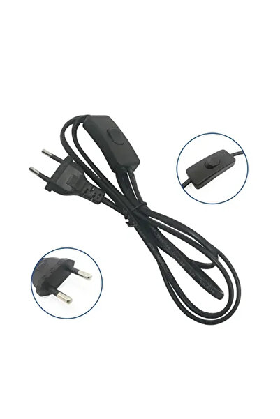 Choice1 سلك طاقة أسود/أبيض/أسود بطول 1.8 متر مزود بمفتاح زر، مناسب لمصباح الم...