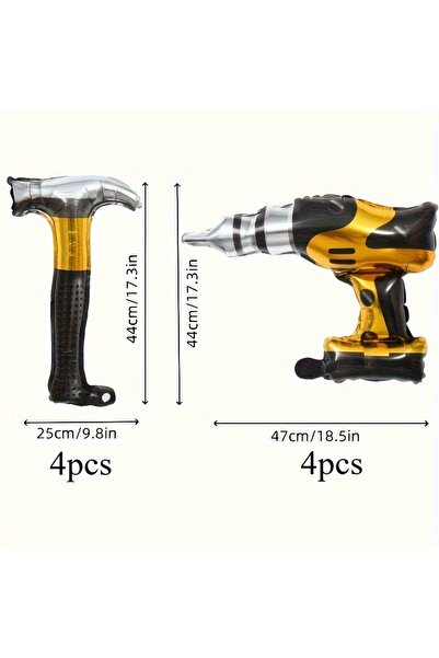 Choice As the picture 8pcs 4/8Pcs Hammer Foil Balloons Inflatable Tools Fathe...
