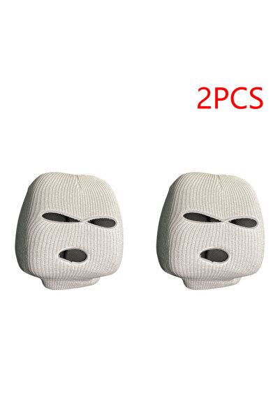 Choice3 2Pcs White Universal Car Seat Headrest Cover Balaclava 3 Hole Full Co...