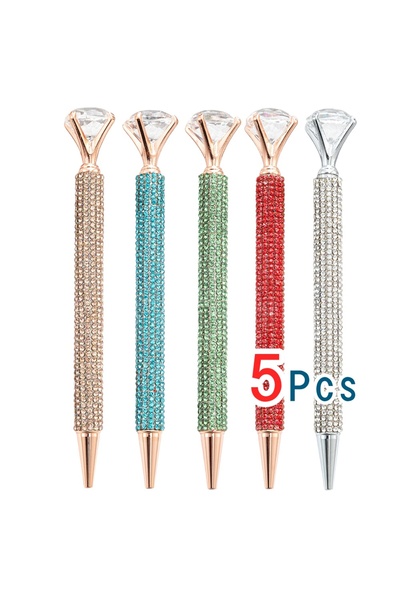 Choice B 5PCS 2/5 Piece قلم حبر جاف فاخر لطيف مرصع بالألماس الكبير لحفلات الز...