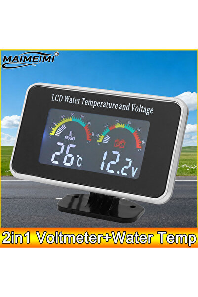 Choice 12V 24V Digital LCD Voltmeter Water Temperature Gauge + Water Temperat...