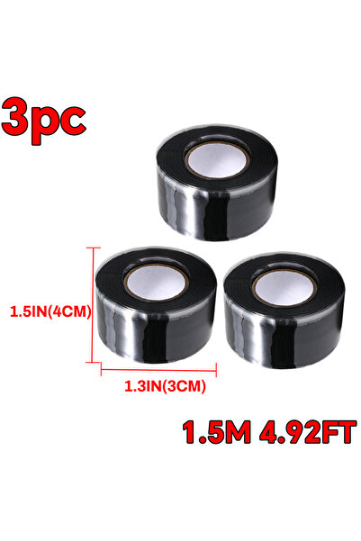 Choice5 black 25mmx15mx3pc Seal Self Fusing Silicone Tape Weatherproof Self F...