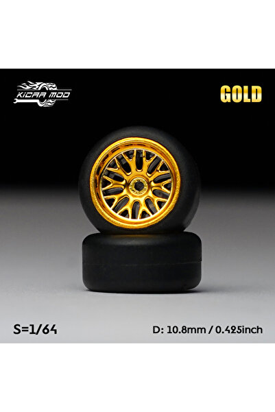 Choice6 MMW72 1/64 Model Car Electroplated Gold Wheels with Fixed Tires Comes...