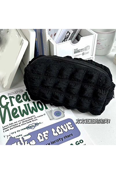 Choice Black Soft Cute Cream Puff Pencil Bag Ins Style Large Capacity Creativ...