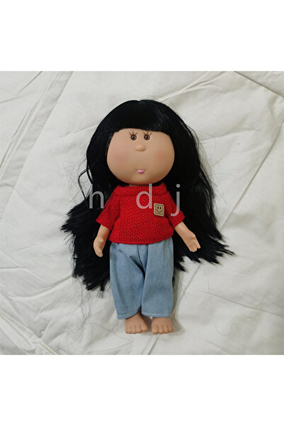 Choice7 M 000K-1PC 24cm Height Girl Black Bangs Straight Hair Mia Potato Doll...