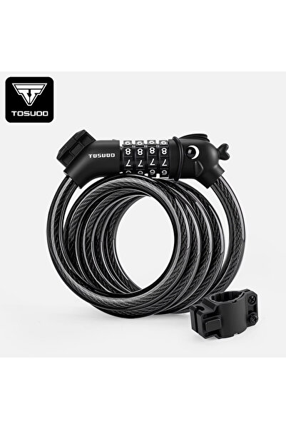 Choice قفل سلكي أسود لطيف للدراجات من TOSUOD، مزود برمز مكون من 4 أرقام، قفل ...